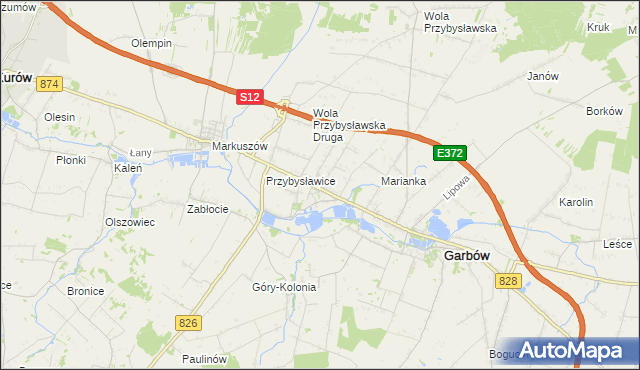 mapa Zagrody gmina Garbów, Zagrody gmina Garbów na mapie Targeo