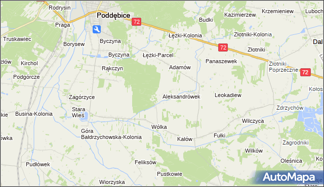 mapa Aleksandrówek gmina Poddębice, Aleksandrówek gmina Poddębice na mapie Targeo