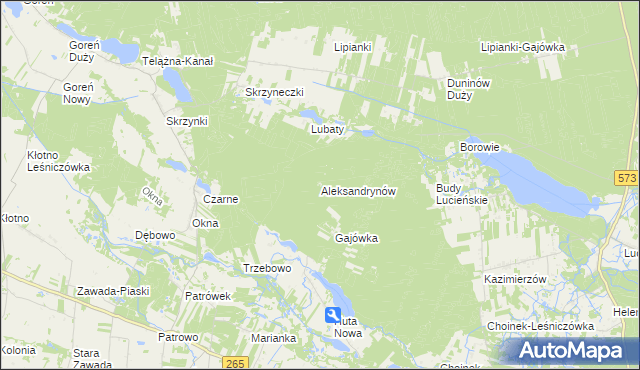 mapa Aleksandrynów, Aleksandrynów na mapie Targeo