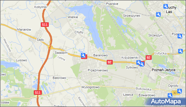 mapa Baranowo gmina Tarnowo Podgórne, Baranowo gmina Tarnowo Podgórne na mapie Targeo