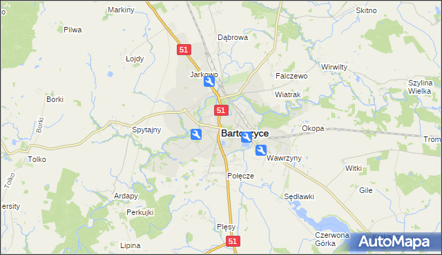 mapa Bartoszyce, Bartoszyce na mapie Targeo