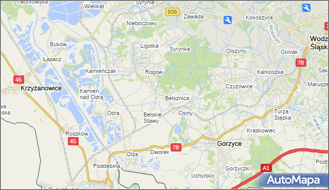 mapa Bełsznica, Bełsznica na mapie Targeo