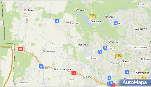 mapa Bezrzecze, Bezrzecze na mapie Targeo