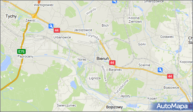 mapa Bieruń, Bieruń na mapie Targeo