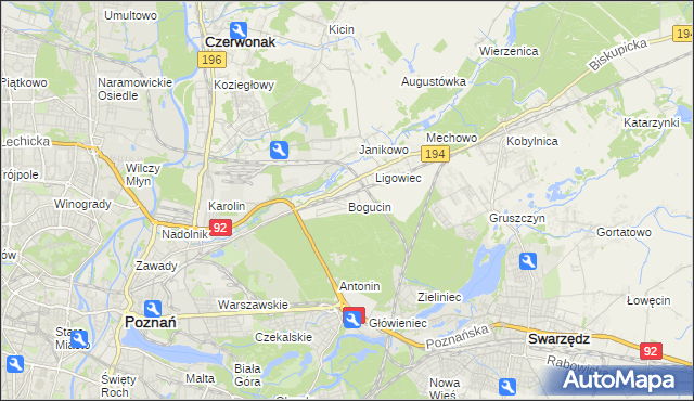 mapa Bogucin gmina Swarzędz, Bogucin gmina Swarzędz na mapie Targeo