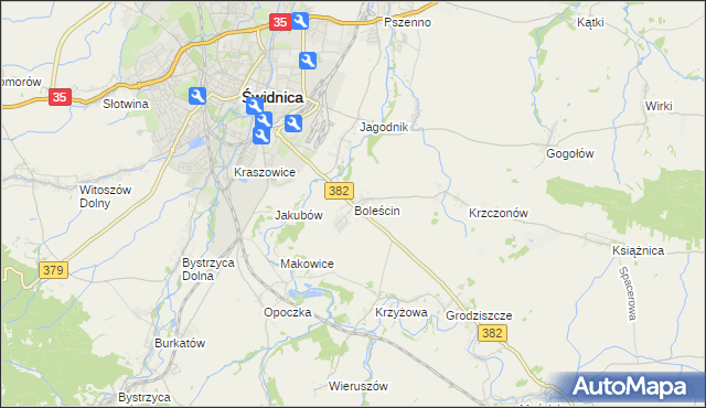 mapa Boleścin gmina Świdnica, Boleścin gmina Świdnica na mapie Targeo