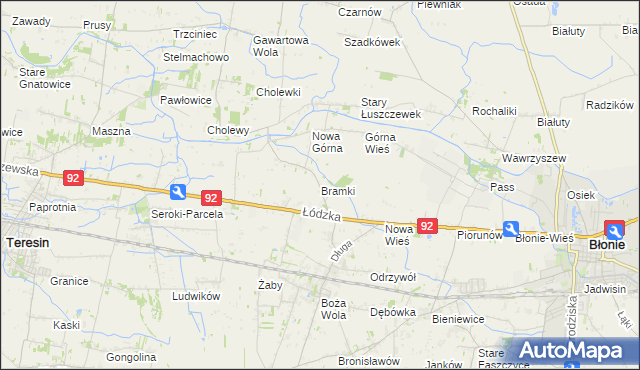 mapa Bramki, Bramki na mapie Targeo