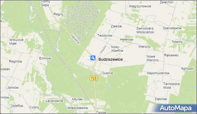 mapa Budziszewice powiat tomaszowski, Budziszewice powiat tomaszowski na mapie Targeo