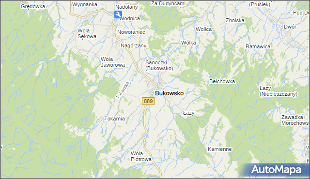 mapa Bukowsko, Bukowsko na mapie Targeo