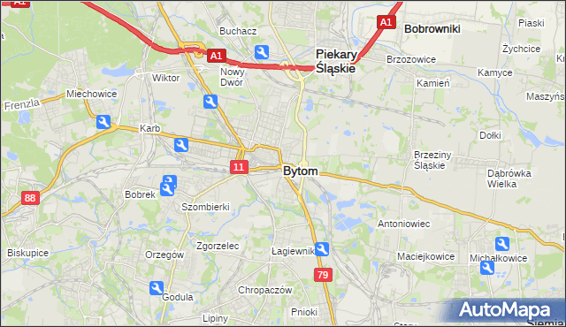 mapa Bytomia, Bytom na mapie Targeo