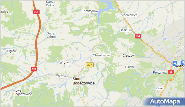 mapa Chwaliszów, Chwaliszów na mapie Targeo