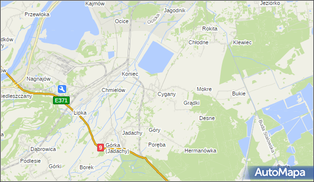 mapa Cygany gmina Nowa Dęba, Cygany gmina Nowa Dęba na mapie Targeo