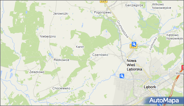 mapa Czarnówko gmina Nowa Wieś Lęborska, Czarnówko gmina Nowa Wieś Lęborska na mapie Targeo