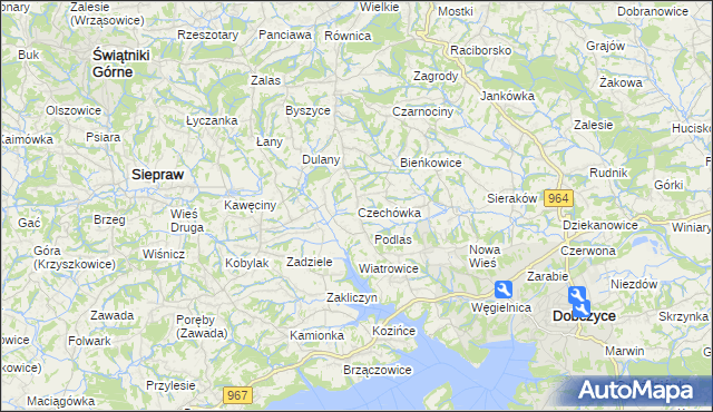 mapa Czechówka gmina Siepraw, Czechówka gmina Siepraw na mapie Targeo