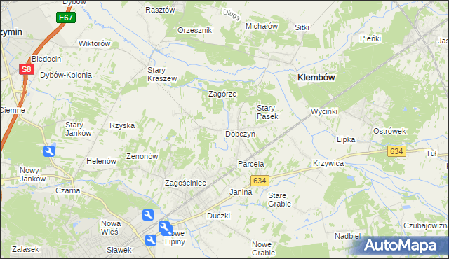 mapa Dobczyn gmina Klembów, Dobczyn gmina Klembów na mapie Targeo