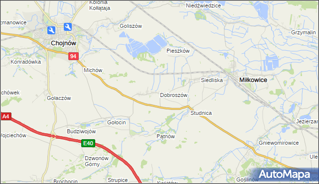 mapa Dobroszów gmina Chojnów, Dobroszów gmina Chojnów na mapie Targeo