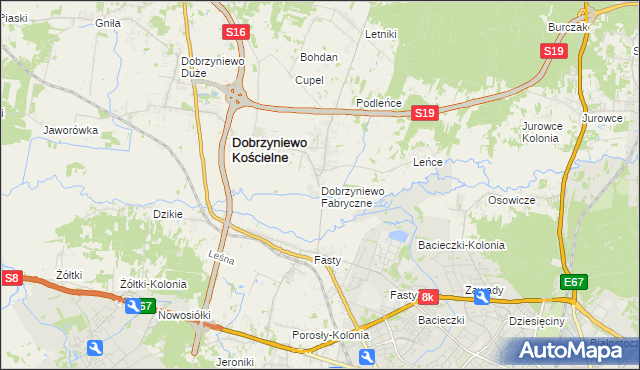 mapa Dobrzyniewo Fabryczne, Dobrzyniewo Fabryczne na mapie Targeo