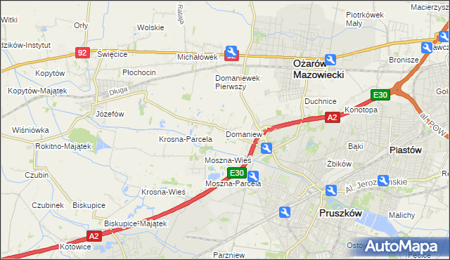 mapa Domaniew gmina Brwinów, Domaniew gmina Brwinów na mapie Targeo