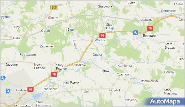 mapa Dudka gmina Borowie, Dudka gmina Borowie na mapie Targeo