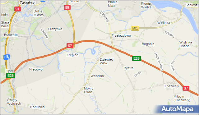 mapa Dziewięć Włók, Dziewięć Włók na mapie Targeo