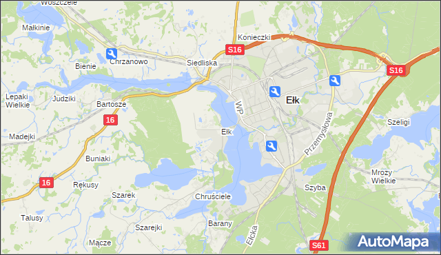 mapa Ełk powiat ełcki, Ełk powiat ełcki na mapie Targeo