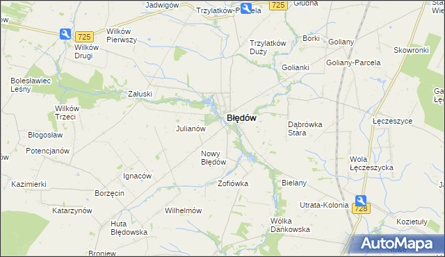 mapa Fabianów gmina Błędów, Fabianów gmina Błędów na mapie Targeo