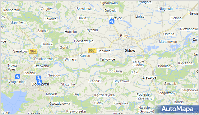 mapa Fałkowice gmina Gdów, Fałkowice gmina Gdów na mapie Targeo