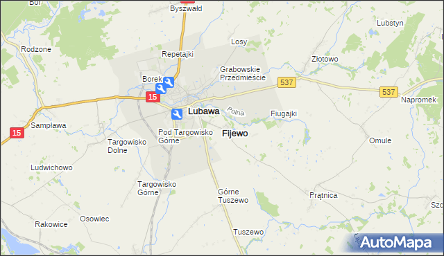mapa Fijewo gmina Lubawa, Fijewo gmina Lubawa na mapie Targeo