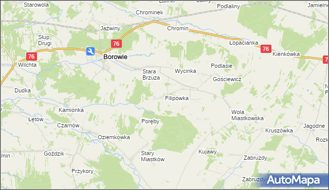 mapa Filipówka gmina Borowie, Filipówka gmina Borowie na mapie Targeo