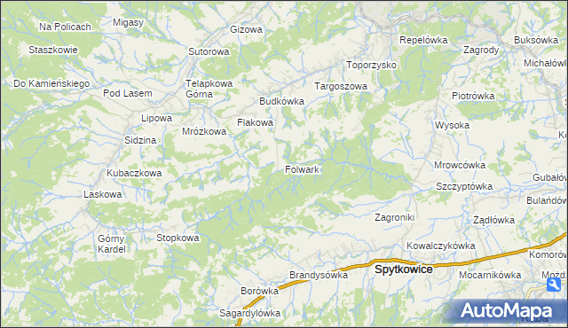 mapa Folwark gmina Jordanów, Folwark gmina Jordanów na mapie Targeo