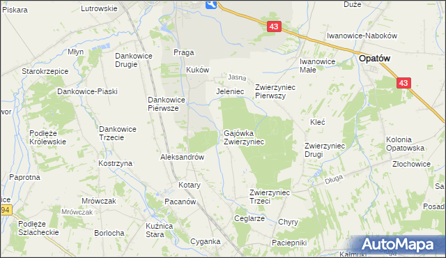 mapa Gajówka Zwierzyniec, Gajówka Zwierzyniec na mapie Targeo