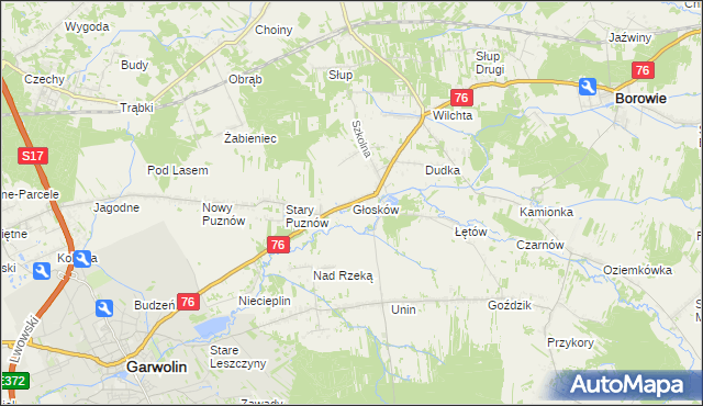 mapa Głosków gmina Borowie, Głosków gmina Borowie na mapie Targeo