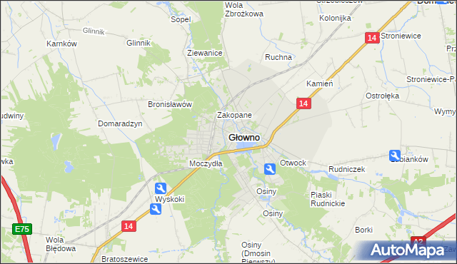 mapa Głowno, Głowno na mapie Targeo