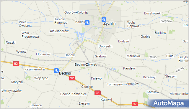 mapa Grabów gmina Żychlin, Grabów gmina Żychlin na mapie Targeo