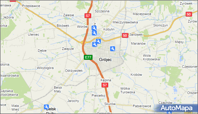 mapa Grójec, Grójec na mapie Targeo