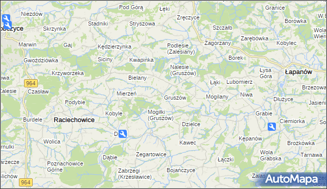 mapa Gruszów gmina Raciechowice, Gruszów gmina Raciechowice na mapie Targeo