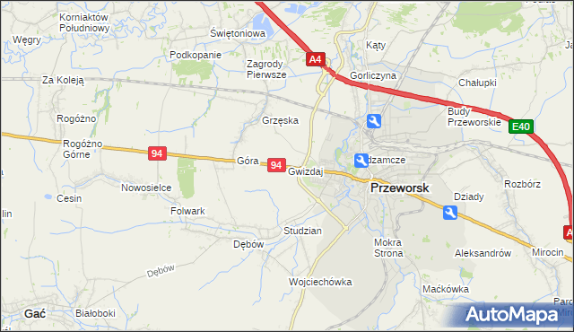 mapa Gwizdaj, Gwizdaj na mapie Targeo