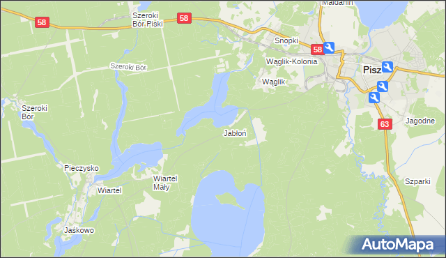 mapa Jabłoń gmina Pisz, Jabłoń gmina Pisz na mapie Targeo