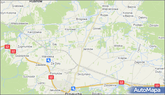 mapa Janików gmina Przysucha, Janików gmina Przysucha na mapie Targeo