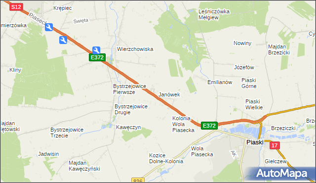 mapa Janówek gmina Piaski, Janówek gmina Piaski na mapie Targeo