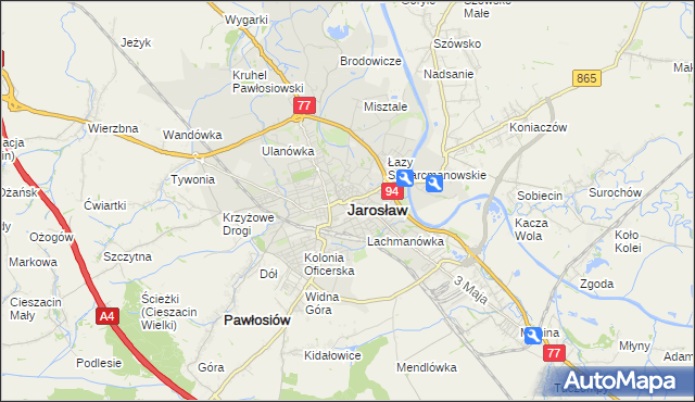 mapa Jarosławia, Jarosław na mapie Targeo