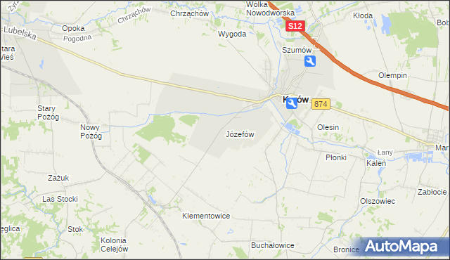 mapa Józefów gmina Kurów, Józefów gmina Kurów na mapie Targeo