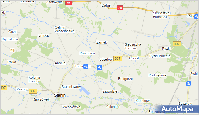 mapa Józefów gmina Stanin, Józefów gmina Stanin na mapie Targeo