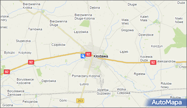 mapa Kłodawa powiat kolski, Kłodawa powiat kolski na mapie Targeo