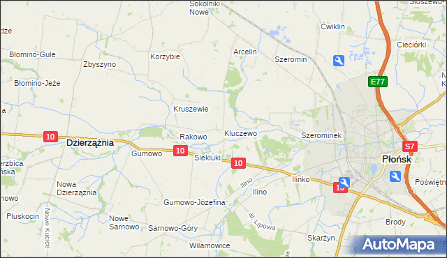 mapa Kluczewo gmina Płońsk, Kluczewo gmina Płońsk na mapie Targeo