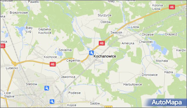 mapa Kochanowice, Kochanowice na mapie Targeo