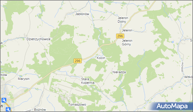 mapa Kocin gmina Żagań, Kocin gmina Żagań na mapie Targeo