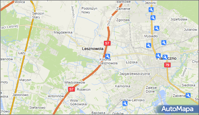 mapa Kolonia Lesznowola, Kolonia Lesznowola na mapie Targeo