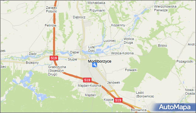 mapa Kolonia Zamek, Kolonia Zamek na mapie Targeo