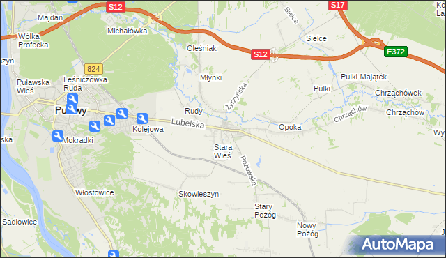 mapa Końskowola, Końskowola na mapie Targeo